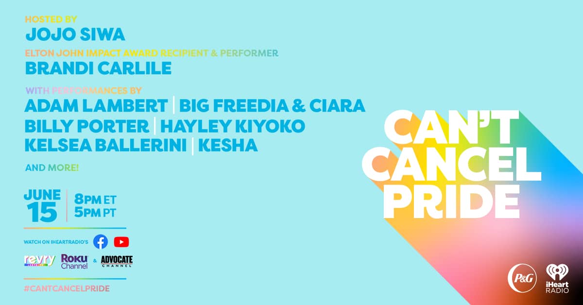 Can't Cancel Pride flyer listing artists and streaming info